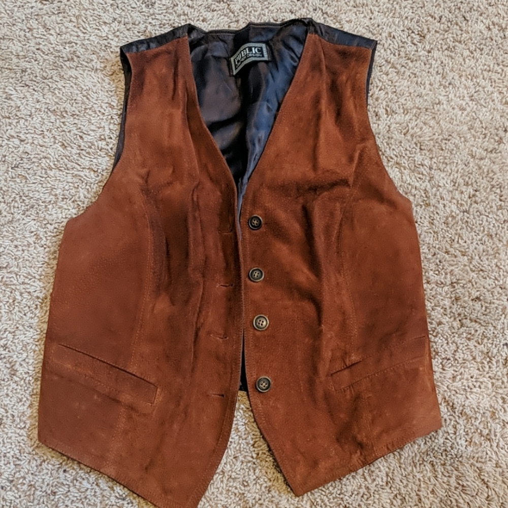 Suede Best Waistcoat Brown Vintage